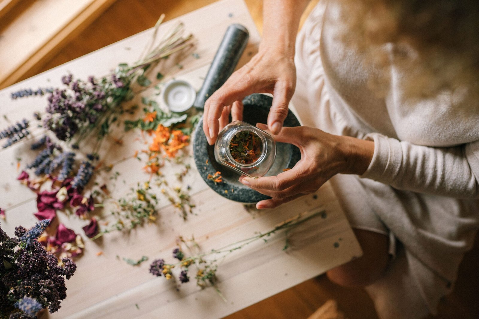 Jaldee Health herbal remedy preparation with dried lavender and rose petals